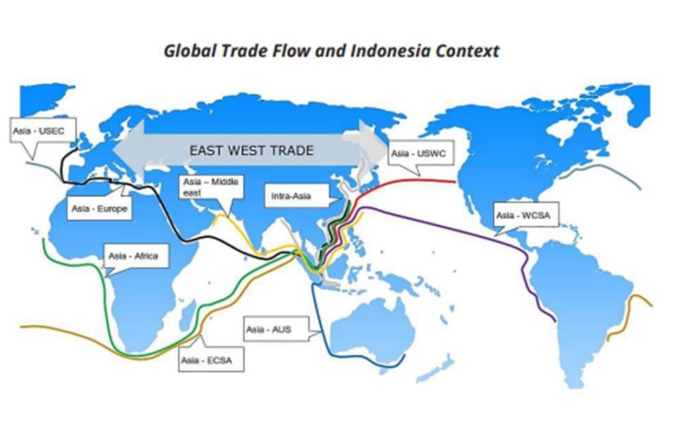 global trade routes map showing Indonesia investment diplomacy and global economy role