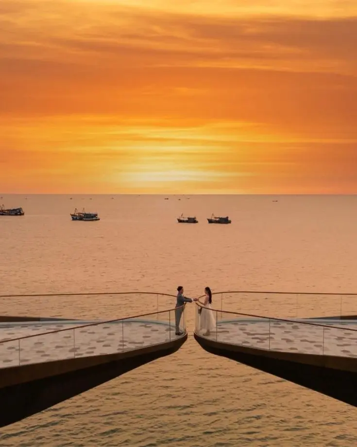 Kiss Bridge in Sunset Town Phu Quoc at sunset