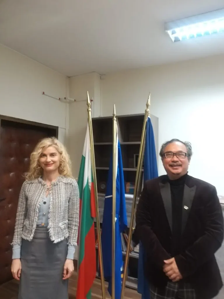 Rusmin Lawin with Maria Mincheva during a business meeting in Bulgaria