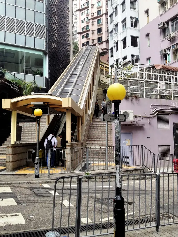 Central Mid-Levels Escalator climbing through Hong Kong's Central district